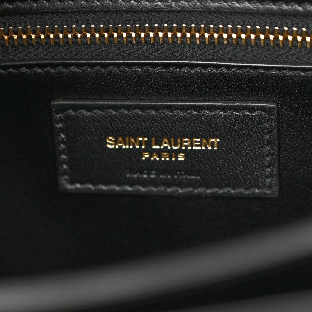 Saint Laurent Medium Gaby Satchel Black Embossed Calfskin & Crocodile Leather Aged Gold Hardware - 图片 2
