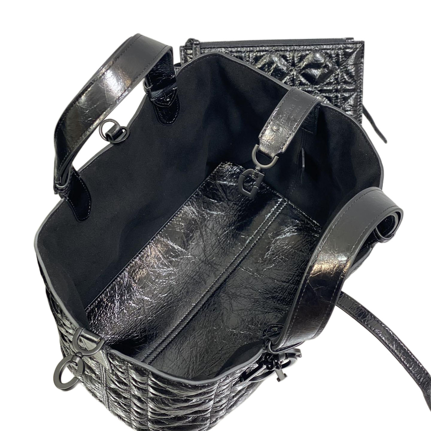 Dior Medium Dior Toujours Bag In Black Macrocannage Crinkled Calfskin With Black Hardware - 图片 5