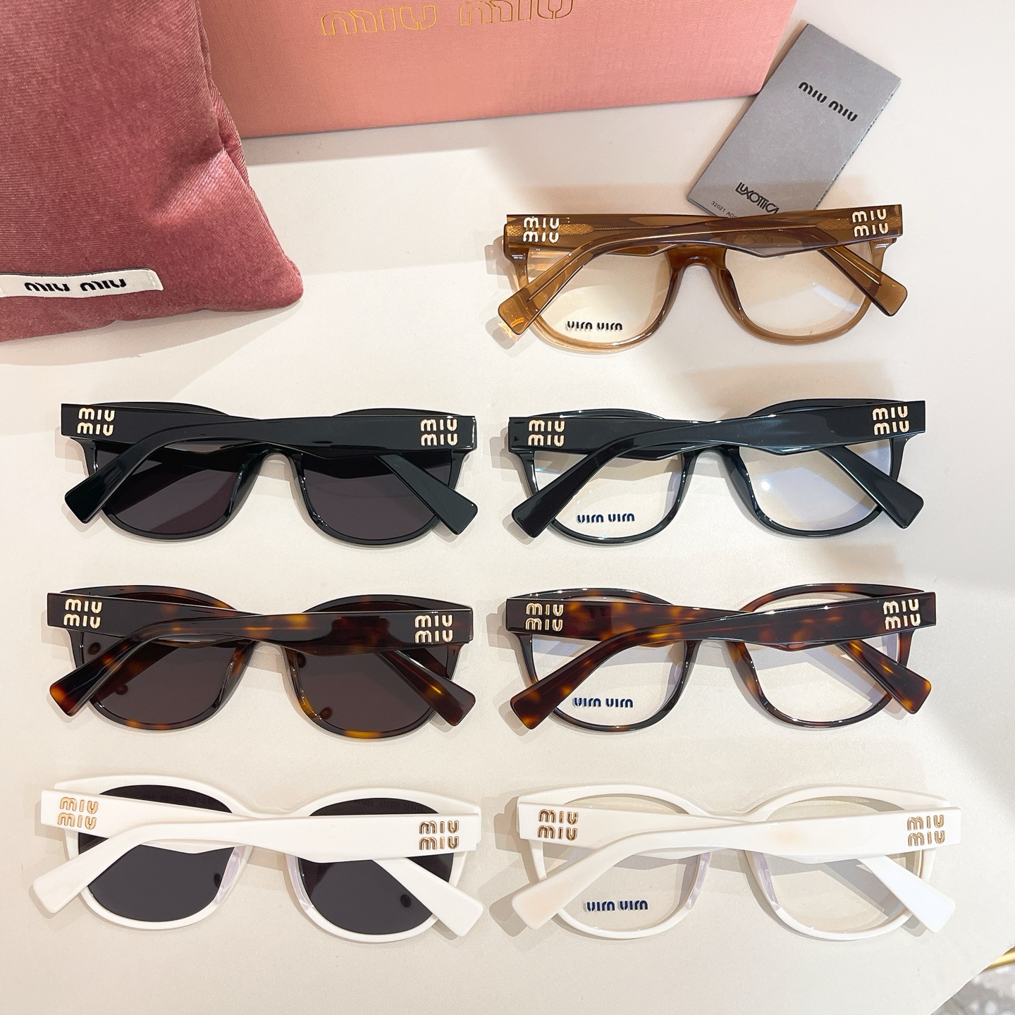 Miu Miu Boston frame glasses white/black white/black/black gold/leopard/tawny/leopard brown color Size 54口19-145 - 图片 9