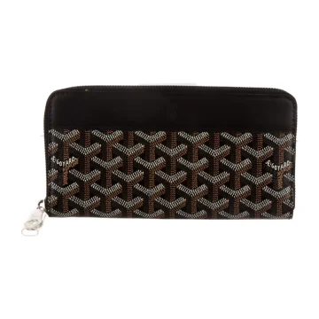 Goyard Large Matignon Continental Wallet Black Goyardine Printed Canvas Silver Hardware