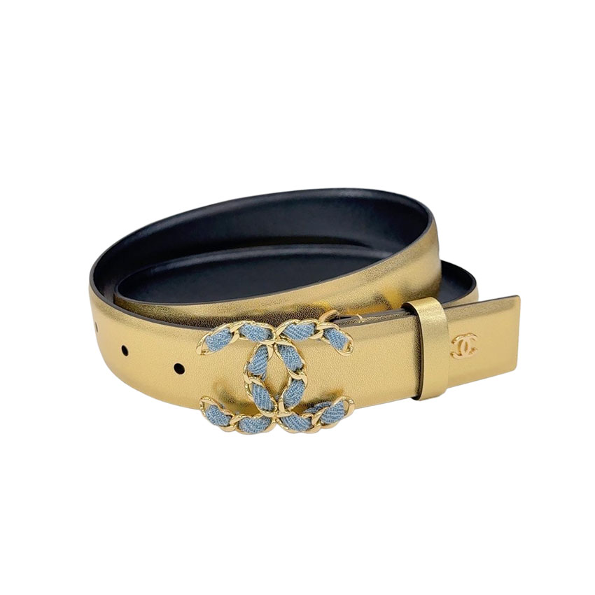 Chanel Women's CC Belt In Black/Gold Calfskin With Gold/Silver Hardware 30mm - 图片 2