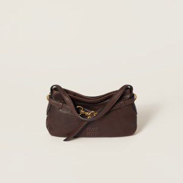 Miu Miu Aventure Nappa Quilted Lambskin Leather Deep Brown Shoulder Bags