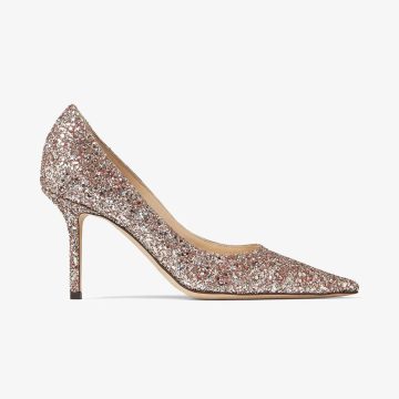 JIMMY CHOO Rose pink coarse grain glitter fabric pointed heels