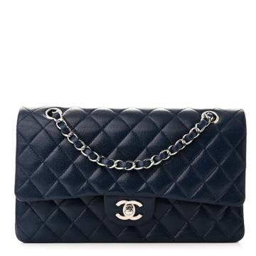 Designer Handbags Blue Quilted Caviar Leather