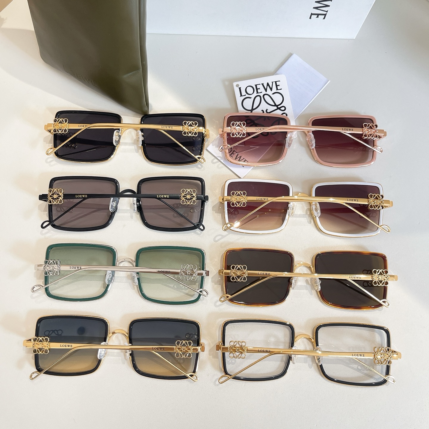 Loewe square frame glasses black gold/black/transparent black/pink/white/green/leopard/blue orange color Size 56口20-145 - 图片 10