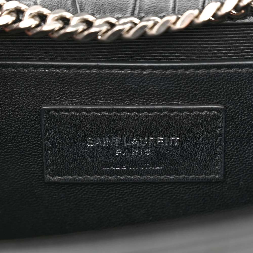 Saint Laurent Medium Kate Tassel Satchel Black Embossed Classic Monogram Calfskin & Crocodile Leather Silver Hardware - 图片 2
