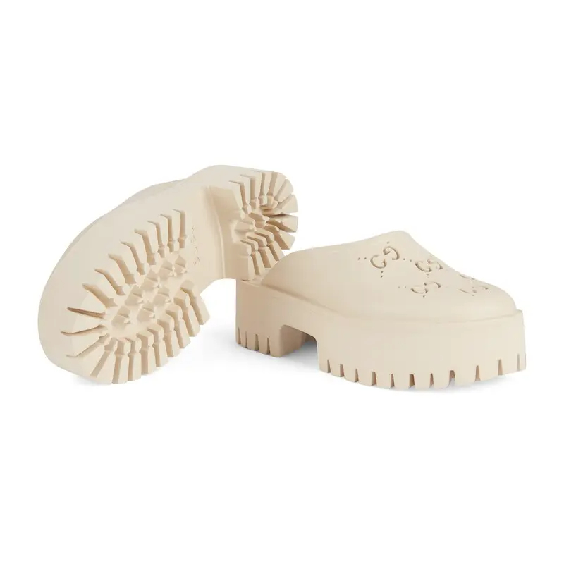 Gucci white Ladies' hollowed out G platform slippers - 图片 5
