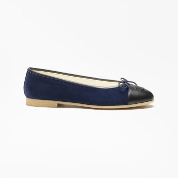 Chanel Flat shoes with suede effect, sheepskin and sheepskin leather, navy blue and black Ballet  Shoes