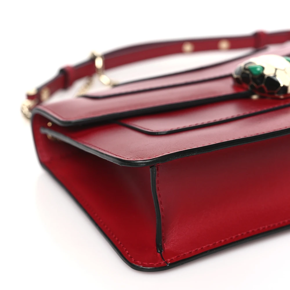 Bvlgari Mini Serpenti Forever Crossbody Bag Ruby Red Calfskin Leather Gold Hardware - 图片 4
