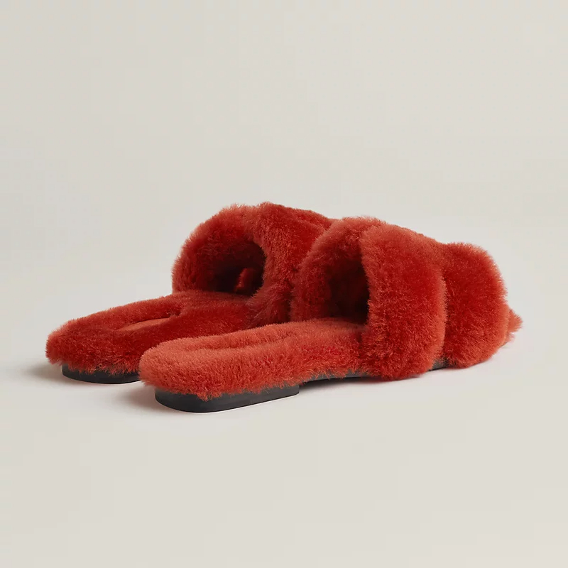 HERMES Oran plush orange Slippers - 图片 3