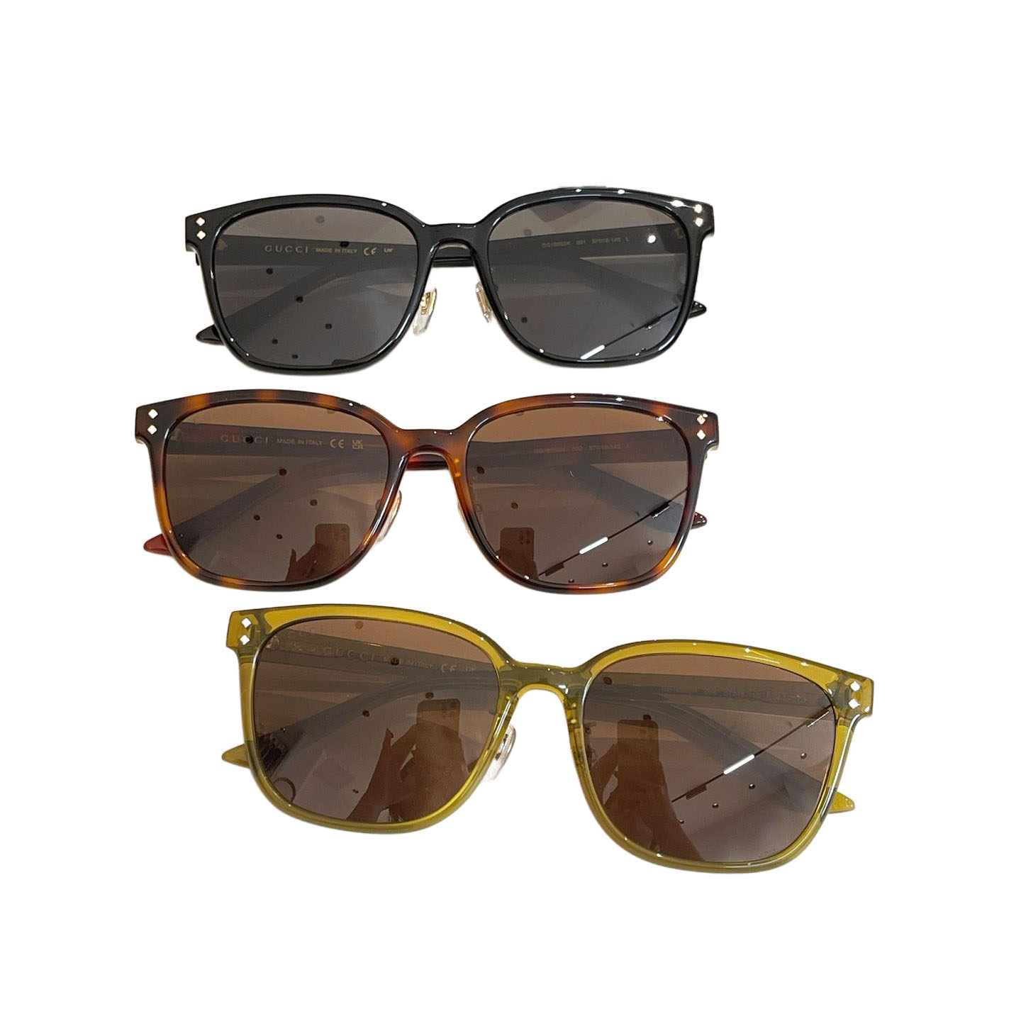 Gucci square frame glasses mustard/black/leopard color Size 57口18-145 - 图片 8