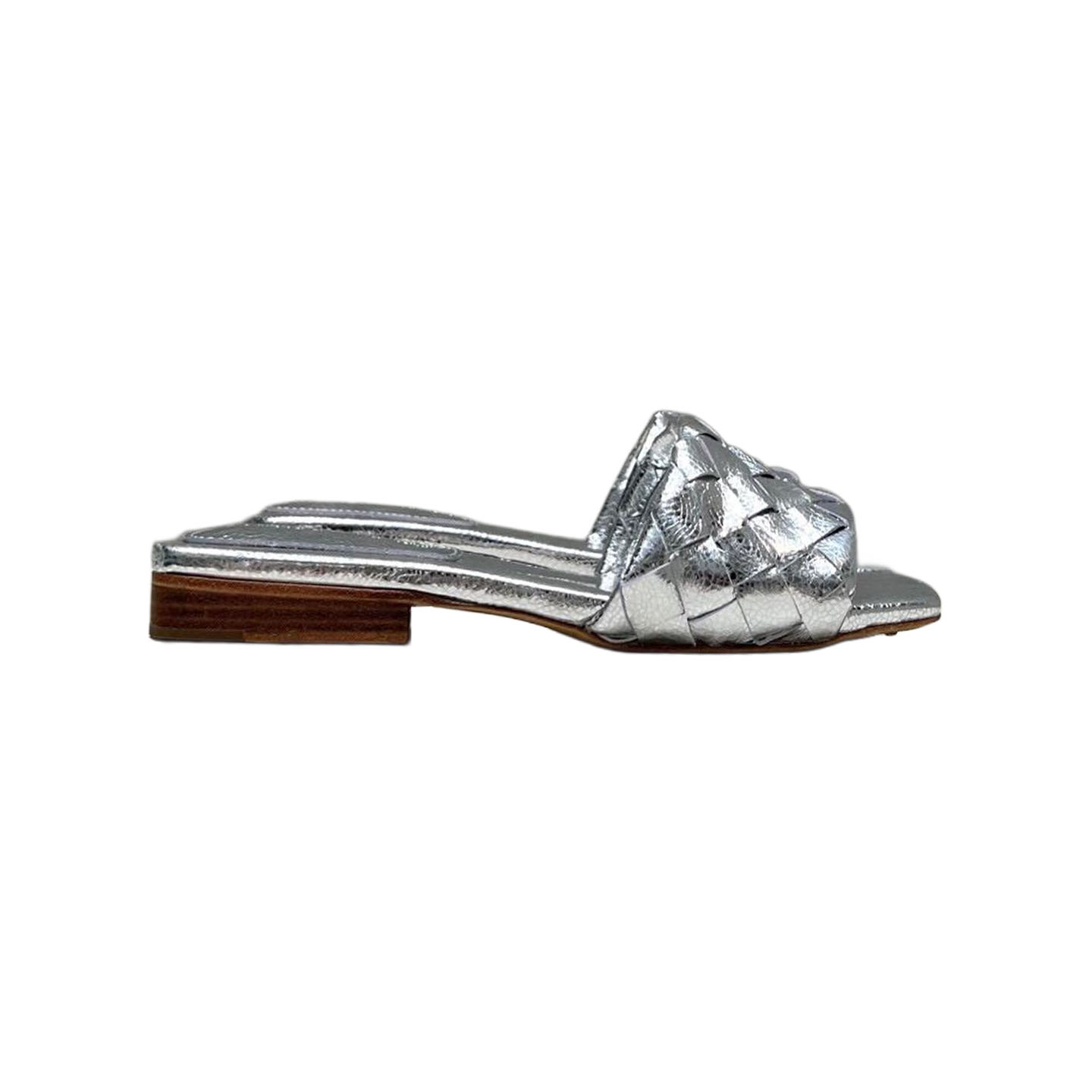 Bottega Veneta Parco Mule In Silver/Gold Intrecciato Leather Flat Mule Sandal - 图片 5