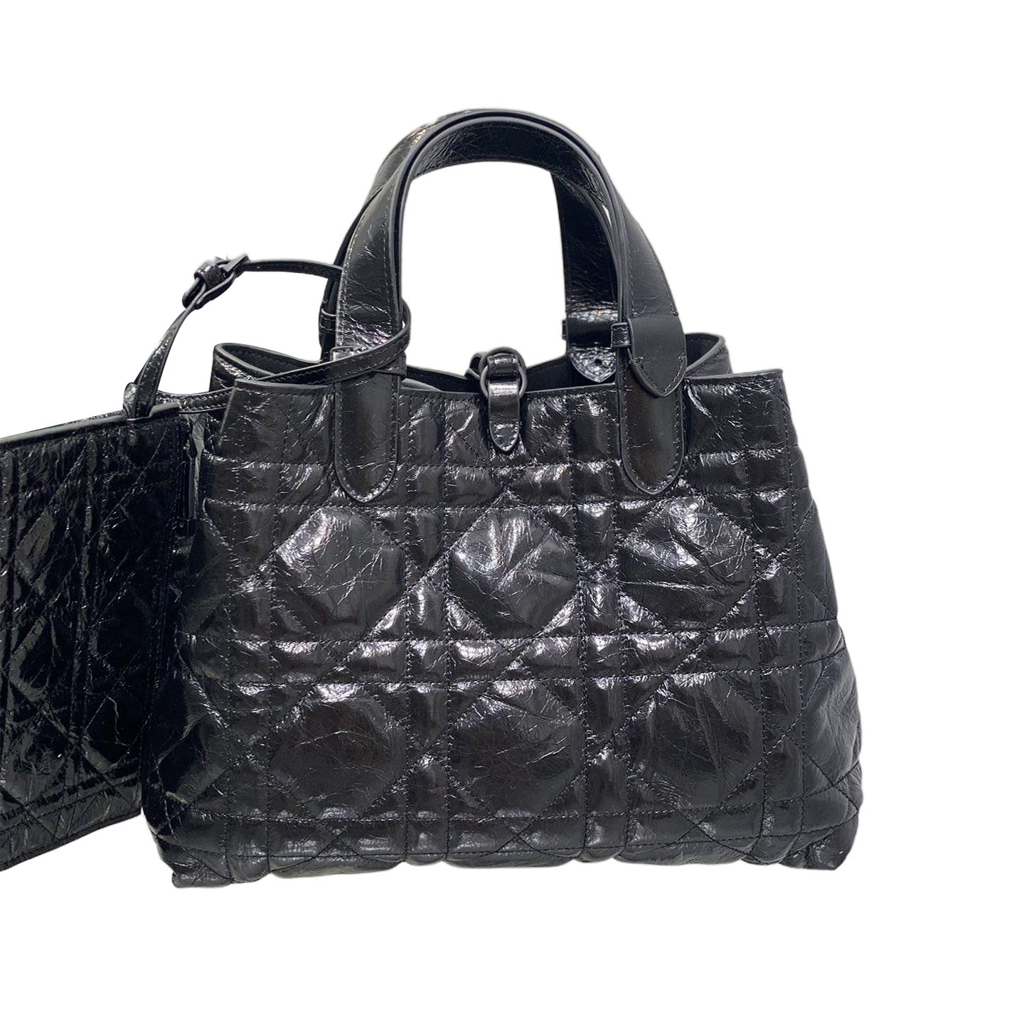 Dior Medium Dior Toujours Bag In Black Macrocannage Crinkled Calfskin With Black Hardware - 图片 2