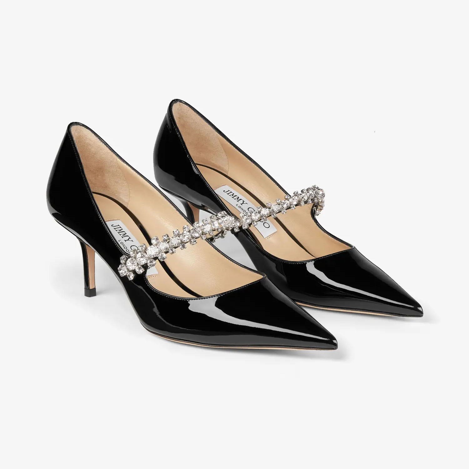 JIMMY CHOO Crystal decorated black patent leather heels - 图片 2