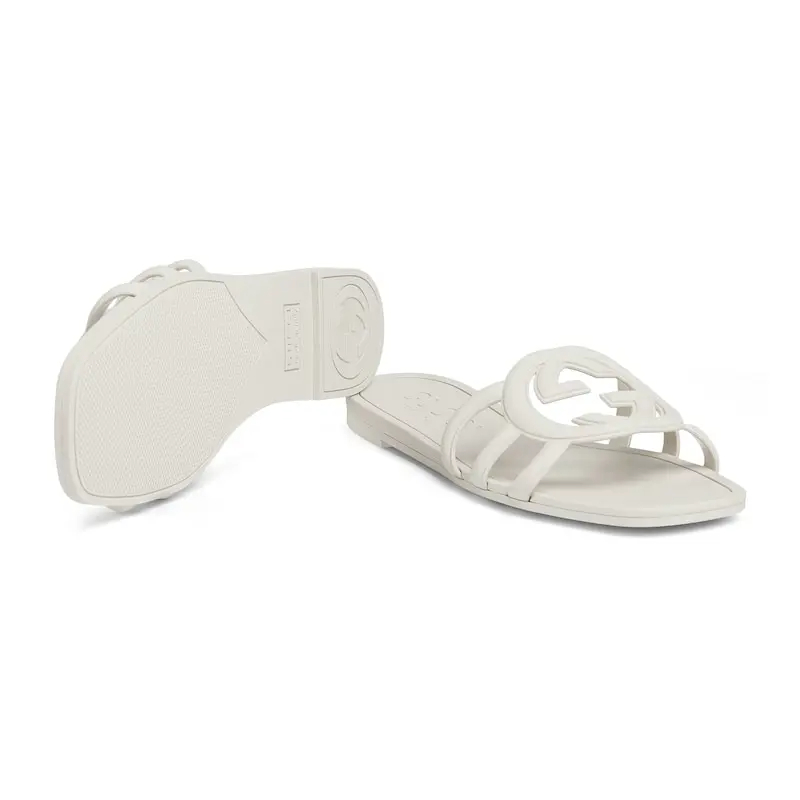 Gucci square head white flat bottom slippers - 图片 3