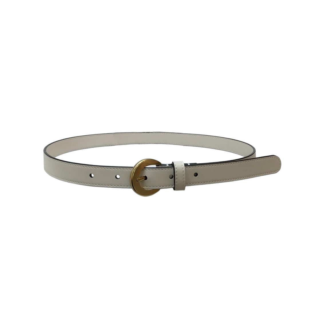 Saint Laurent Crecent Moon Belt In White/Black/Burgundy Smooth Calfskin With Silver/Gold Hardware 20mm
