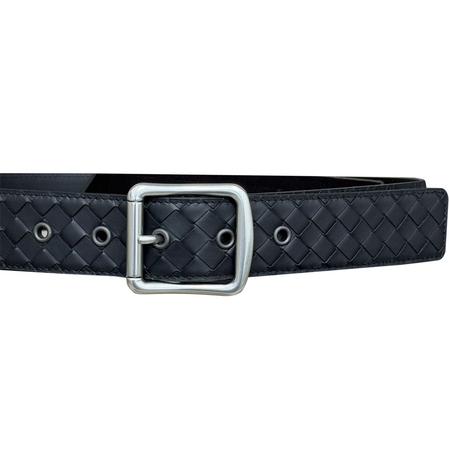 Bottega Veneta Men's Square Buckle Intrecciato Belt In Black/Coffee/Blue/Grey Calfskin With Silver/Black Hardware 40mm - 图片 10