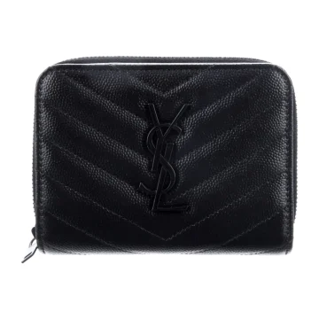 Saint Laurent Small Compact Wallet Black Calfskin Leather