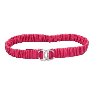 Chanel Women's CC Various Buckles Belt In Pink Lambskin With Gold/Silver Hardware 30mm