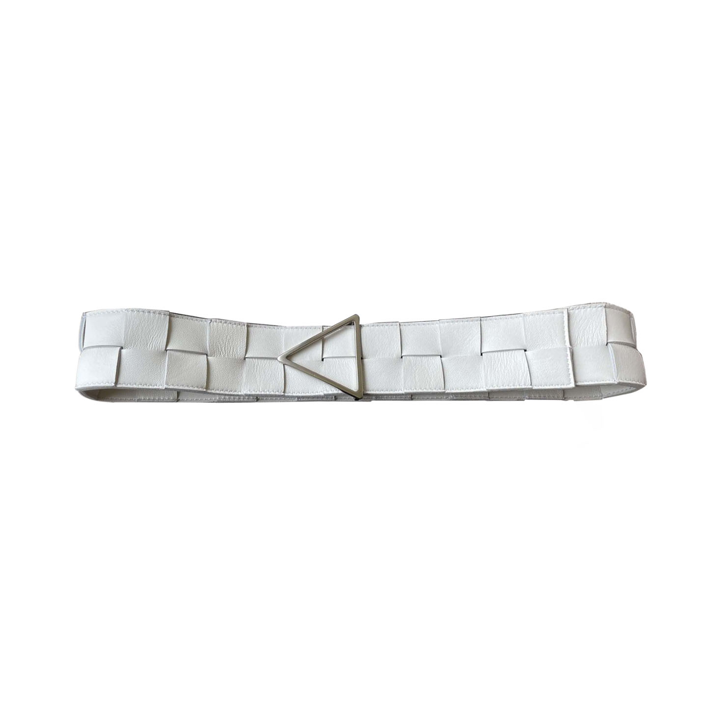 Bottega Veneta Women's Triangle Buckle Maxi Intrecciato Belt In Black/Coffee/Blue/White Calfskin With Gold/Silver Hardware 60mm - 图片 7