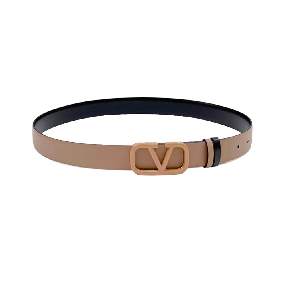 Valentino V Buckle Belt In Brown/Black/White/Nude/Red Calfskin With Brown/Black/White/Nude/Red Hardware 30mm - 图片 6
