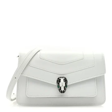Bvlgari Medium Serpenti Forever East West Shoulder Bag Opal Grey Calfskin Leather Silver Hardware