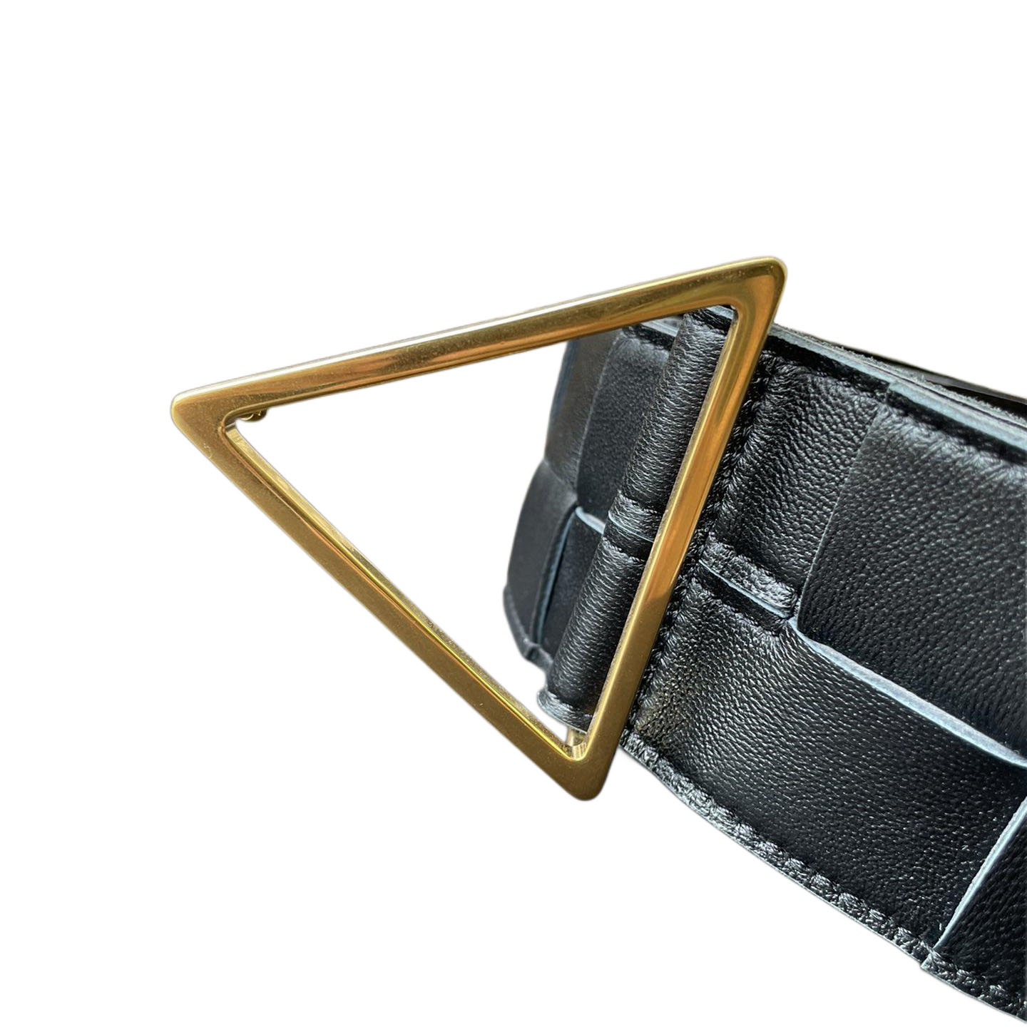Bottega Veneta Women's Triangle Buckle Maxi Intrecciato Belt In Black/Coffee/Blue/White Calfskin With Gold/Silver Hardware 60mm - 图片 3