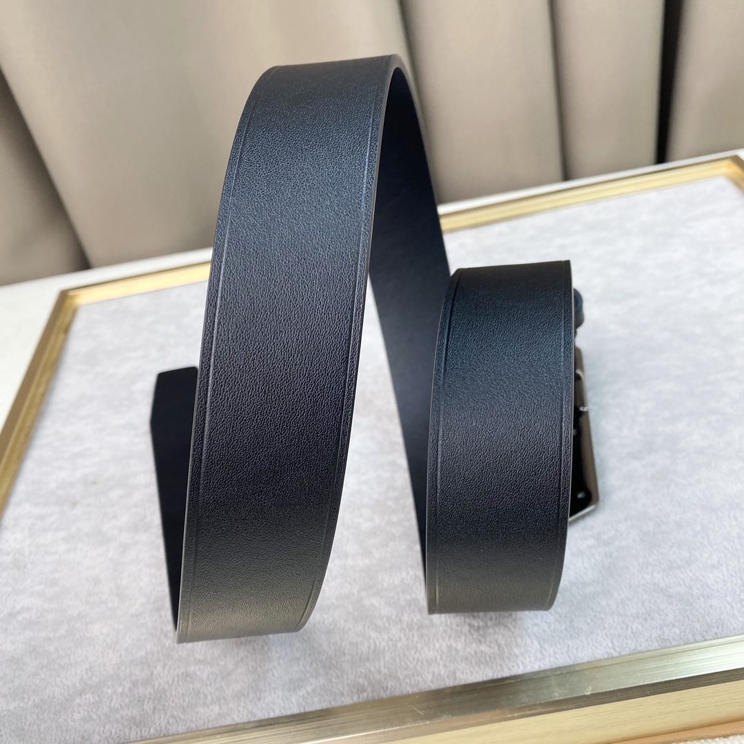 Balenciaga Men's Moto Logo Belt In Black Natural Calfskin With Gold/Silver Hardware 35mm - 图片 4
