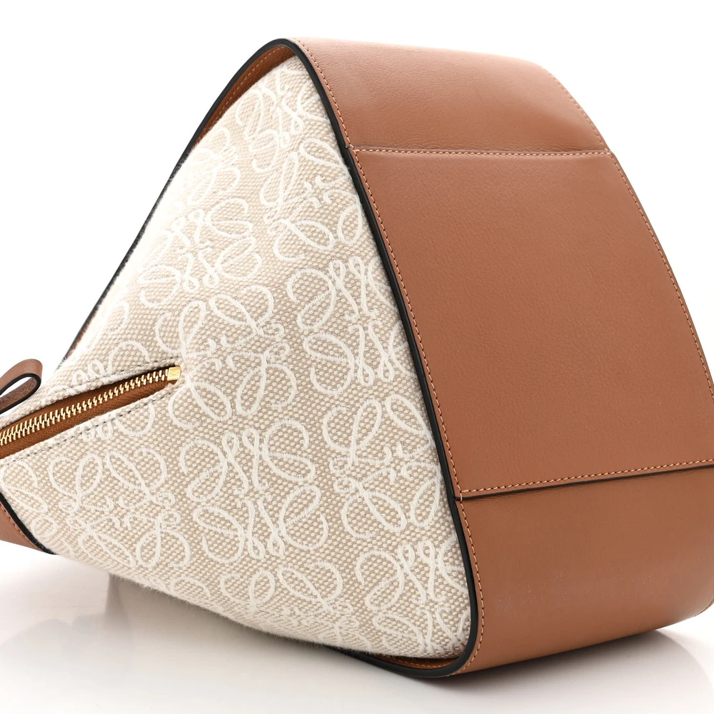 Loewe Anagram Hammock Shoulder Bag Small Ecru/Tan Calfskin Leather & Canvas Gold Hardware - 图片 4