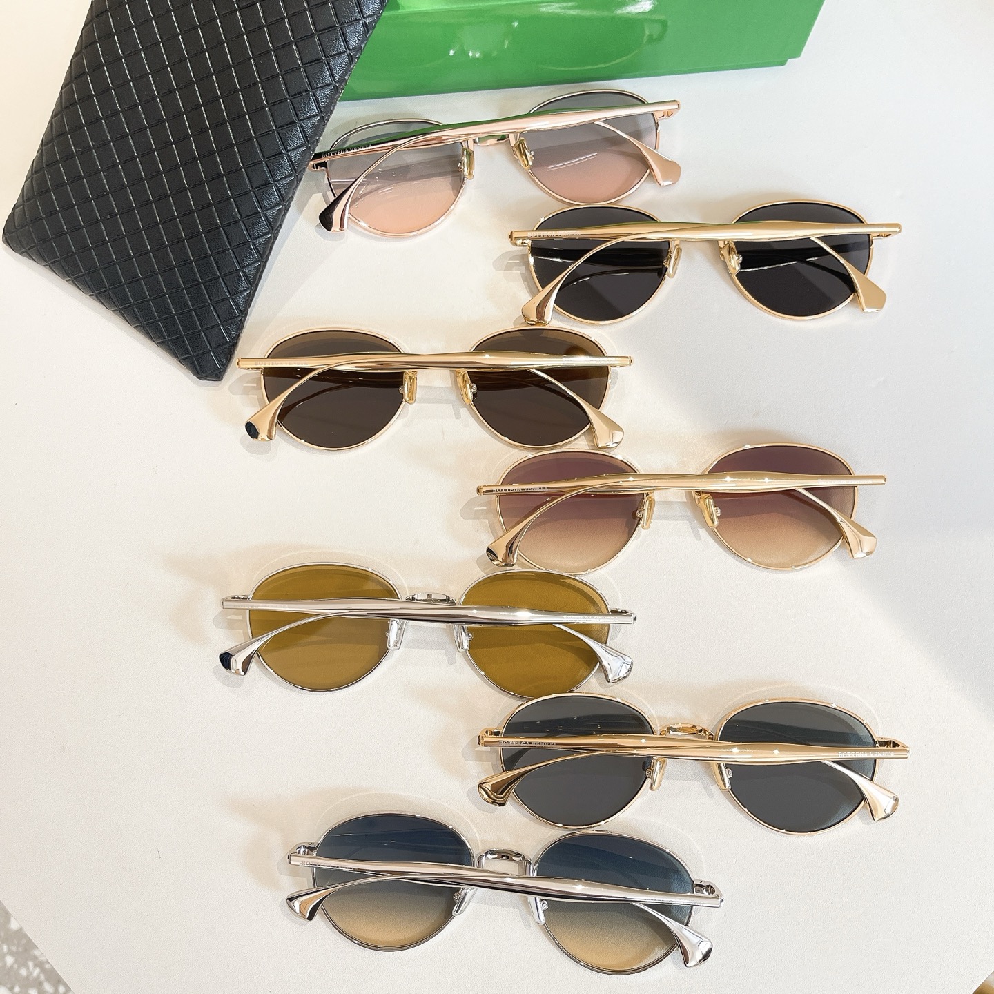 Bottega Veneta glasses rose gold/blue silver/orange/brown/rust/sepia/black gold color Size 55口22-140 - 图片 9