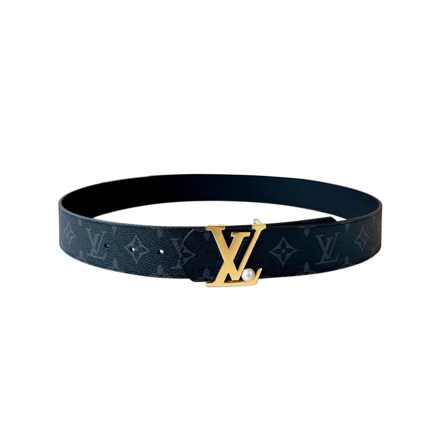 Louis Vuitton Men's Dimension Pearls Reversible Belt In Black/Brown Calfskin And Monogram/Damier Canvas With Gold/Silver Hardware 40mm - 图片 4