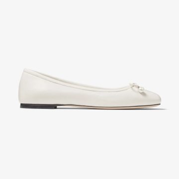 JIMMY CHOO White Nappa sheep-leather flats