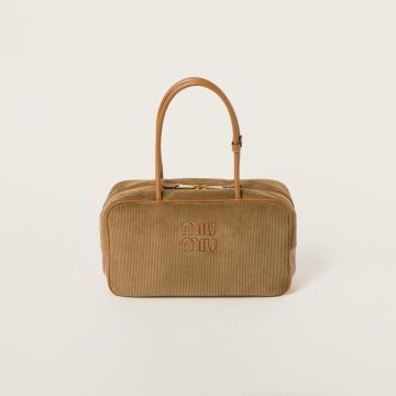 Miu Miu Aventure Nappa Corduroy Beige Brown Top-Handle Bags