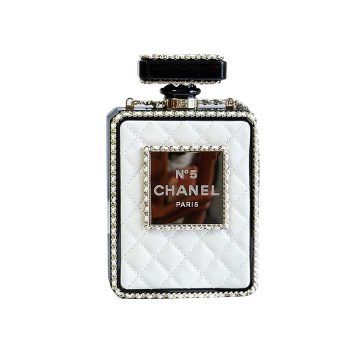 Chanel Perfume bottle leather White / Black crossbody bag