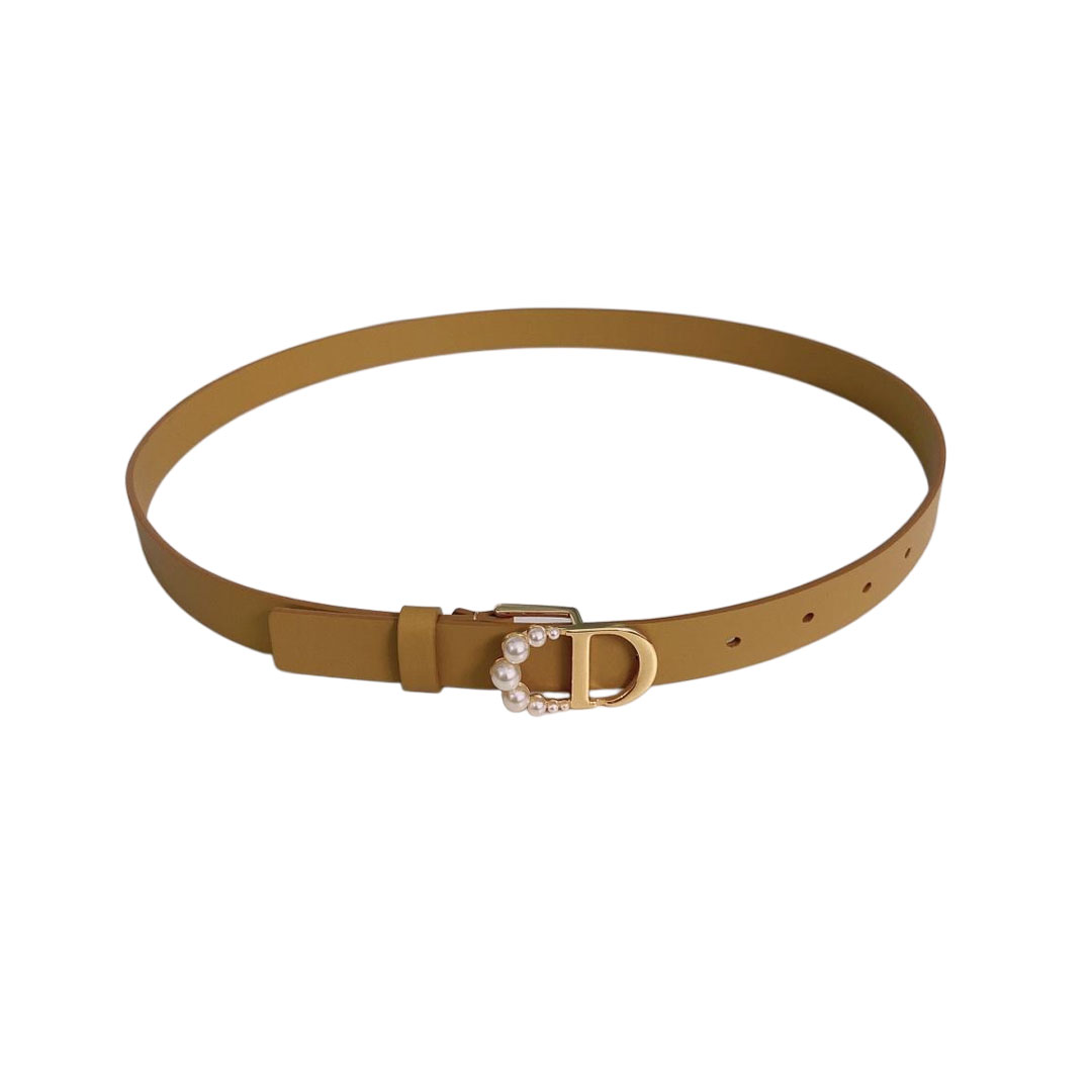 Dior Women' s 30 Montaigne Buckle With Pearls Belt In Brown/Black/Red/White/Cyclamen/Pink/Musturd/Silver/Gold/Blue/Grey Calfskin With Gold/Silver Hardware 20mm - 图片 4