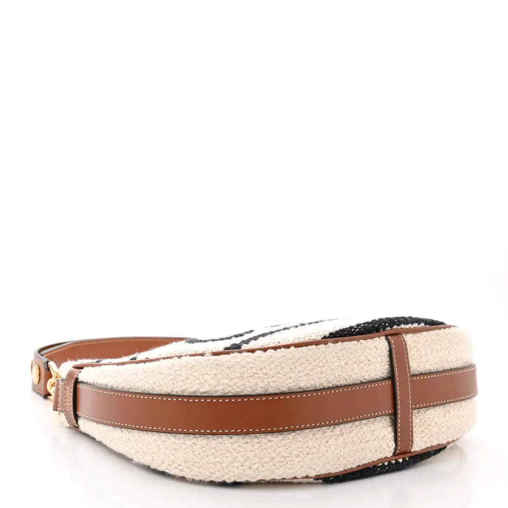 Celine Medium Ava Shoulder Bag White/Black Textile Gold Hardware - 图片 6