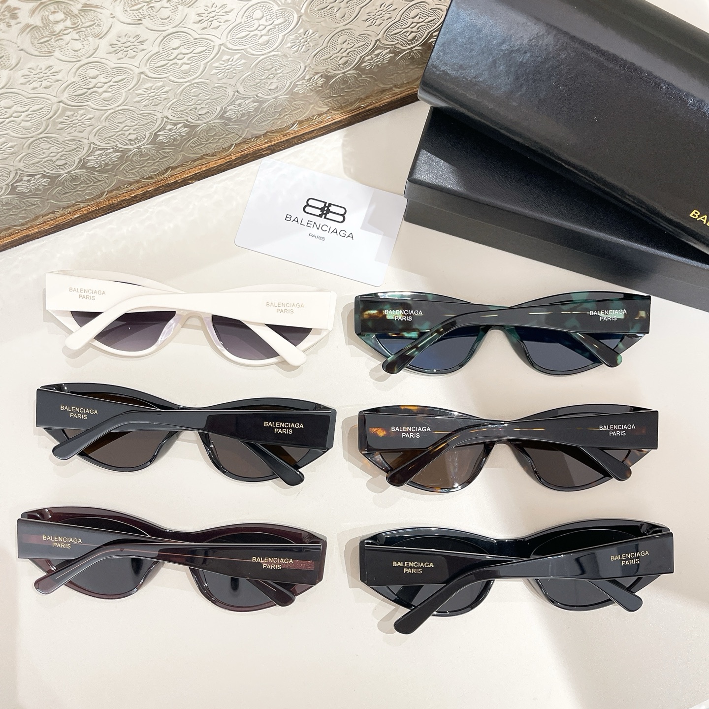 Balenciaga Cat Eye glasses black/white/green leopard/brown black/burgundy/leopard brown color Size 57口19-145 - 图片 9