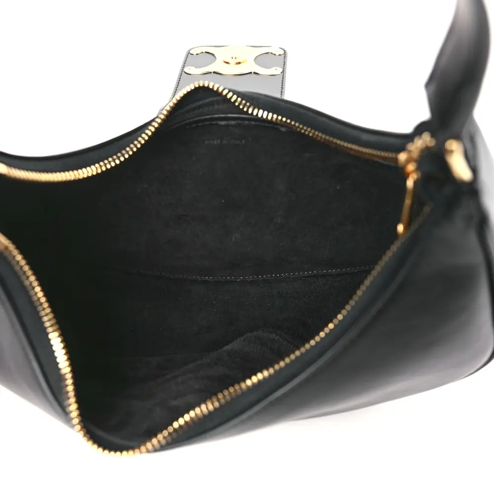 Celine Medium Strap Ava Triomphe Shoulder Bag Black Smooth Calfskin Leather Gold Hardware - 图片 6