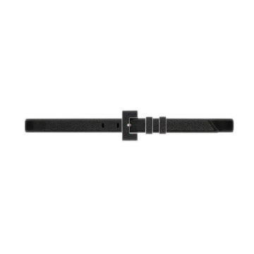 Saint Laurent Carre Rive Gauche Double-Loop Belt In Black Calfskin With Gold/Silver Hardware 25mm
