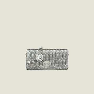 Miu Miu Quilted Lambskin Leather Silver Evening Bags