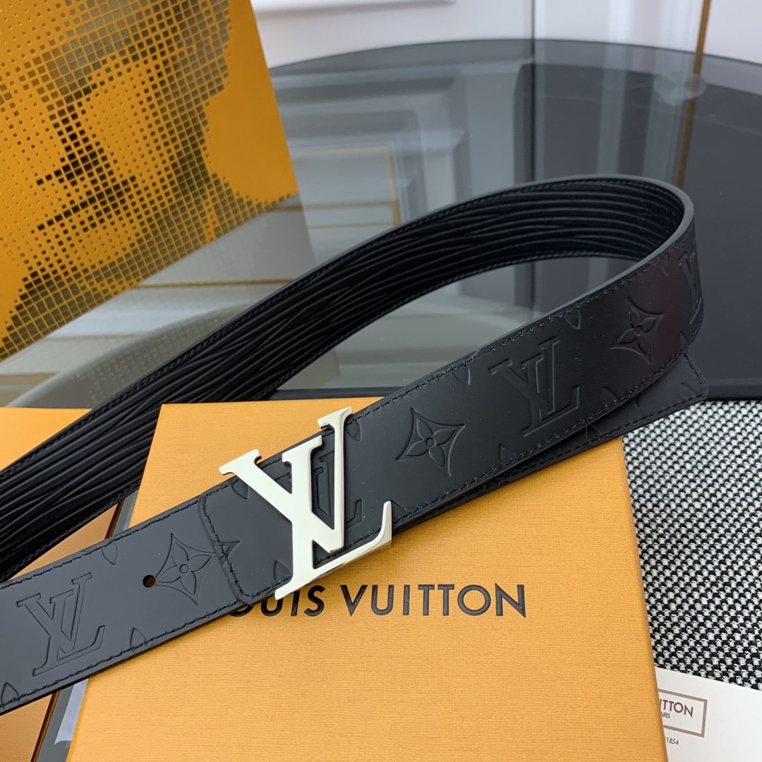Louis Vuitton Men's Epi Reversible Belt In Black Calfskin With Silver/Black Hardware 40mm - 图片 2