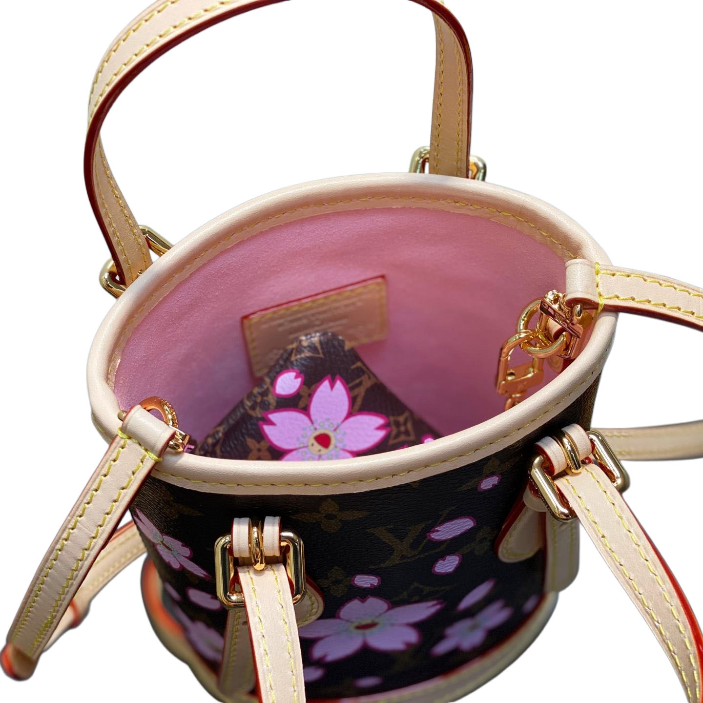 Louis Vuitton x Murakami Takashi Nano Bucket Sakura Brown Gold Hardware - 图片 3