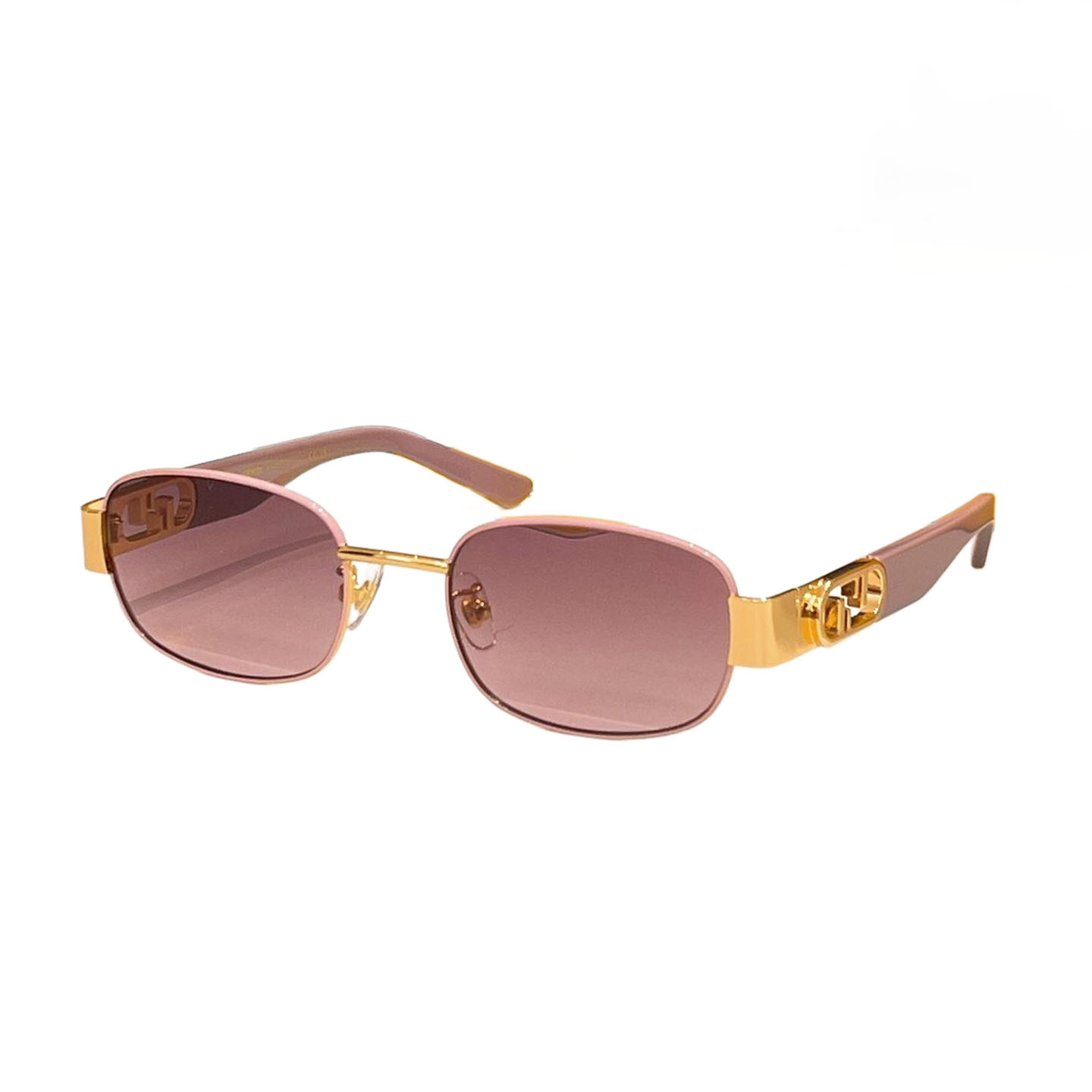 Fendi square frame glasses ivory/leopard/eggplant/pink/brown gold/green color Size 52口21-145 - 图片 4