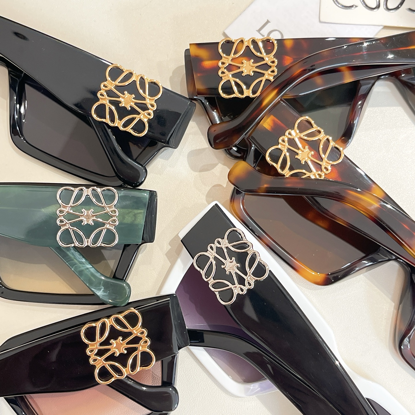 Loewe square frame glasses white/black/black green/black rust/leopard green/leopard brown color Size 56口19-145 - 图片 7