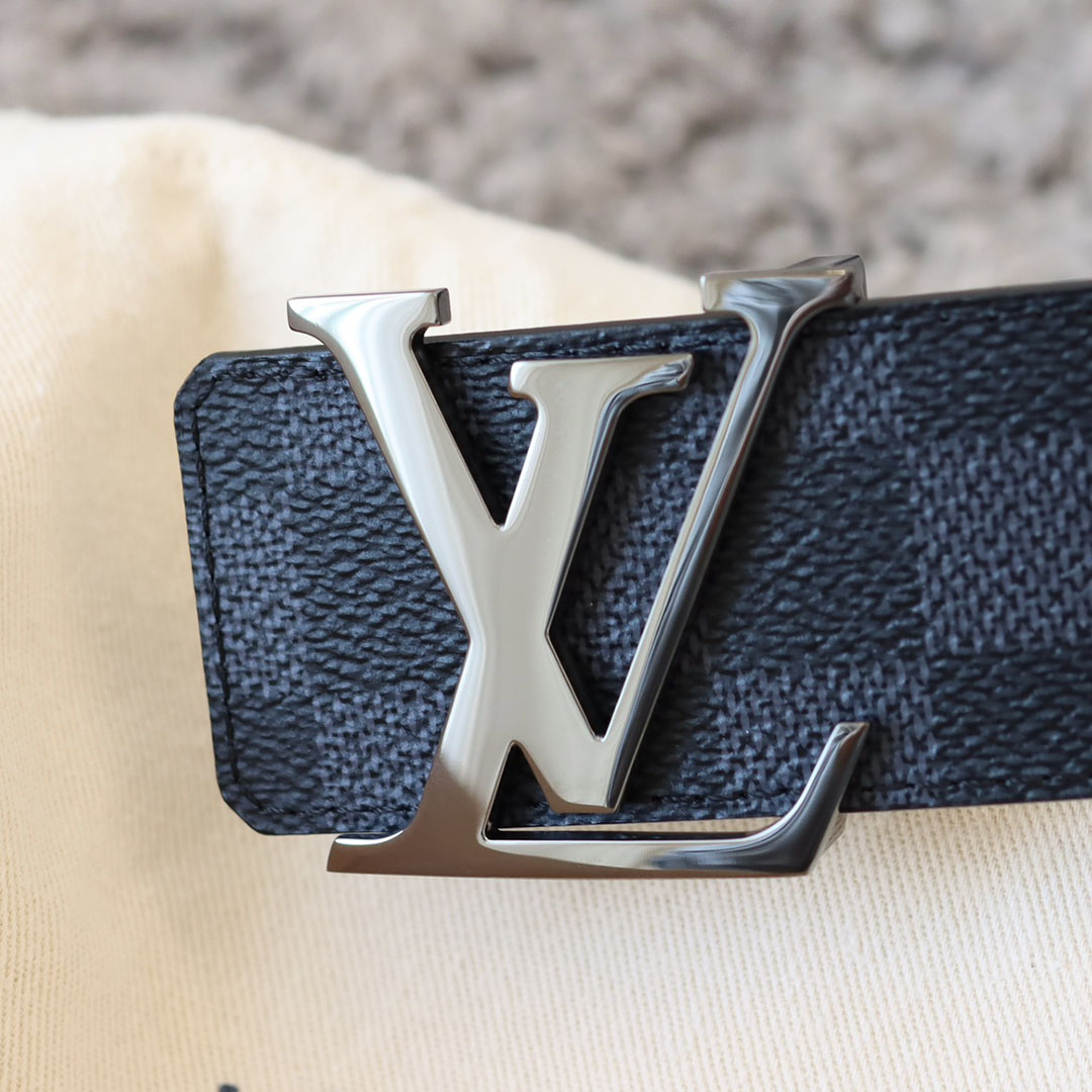 Louis Vuitton Men's Initiales Reversible Belt In Black/Grey/Brown Monogram And Damier Canvas With Silver/Black Hardware 40mm - 图片 6