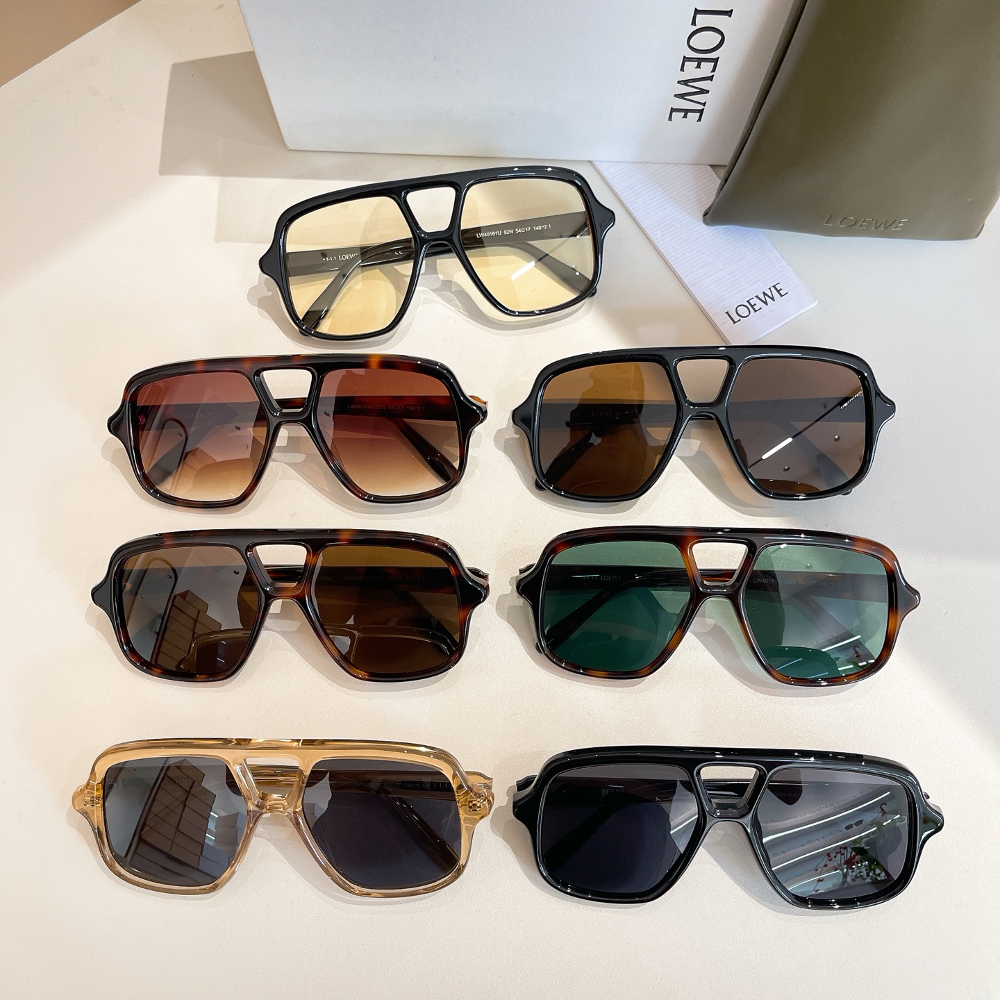 Loewe Pilot glasses leopard brown/leopard green/leopard rust/black/tawny/black sepia/black yellow color Size 47口23-145 - 图片 8