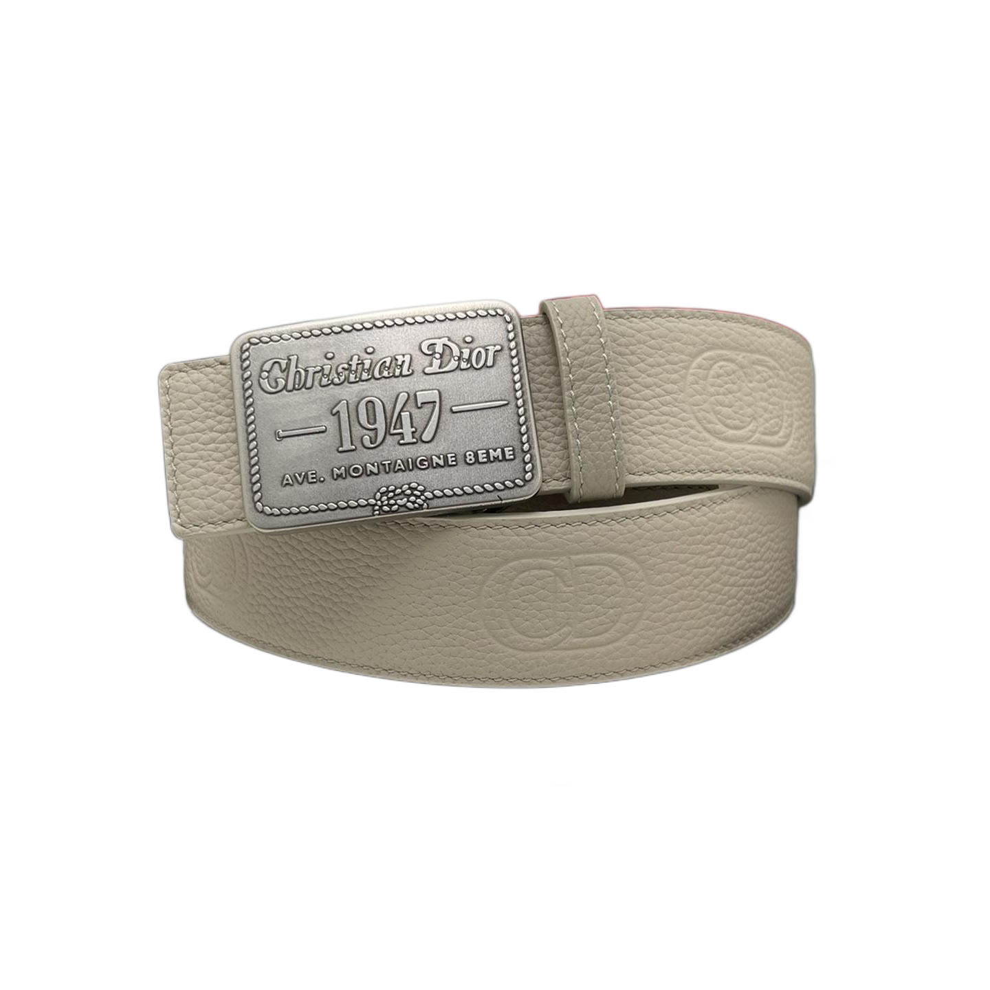Dior Men' s Montaigne Avenue Square Buckle Belt In Black/White Grained Calfskin With Silver/Gold Hardware 40mm - 图片 3
