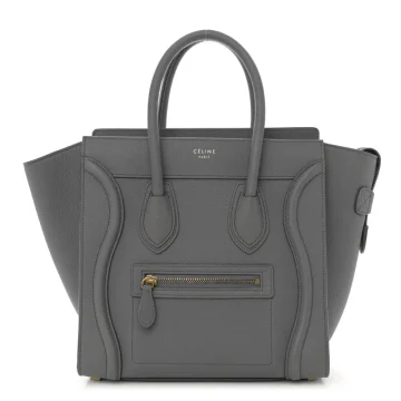 Celine Micro Luggage Kohl Baby Drummed Calfskin Leather Gold Hardware