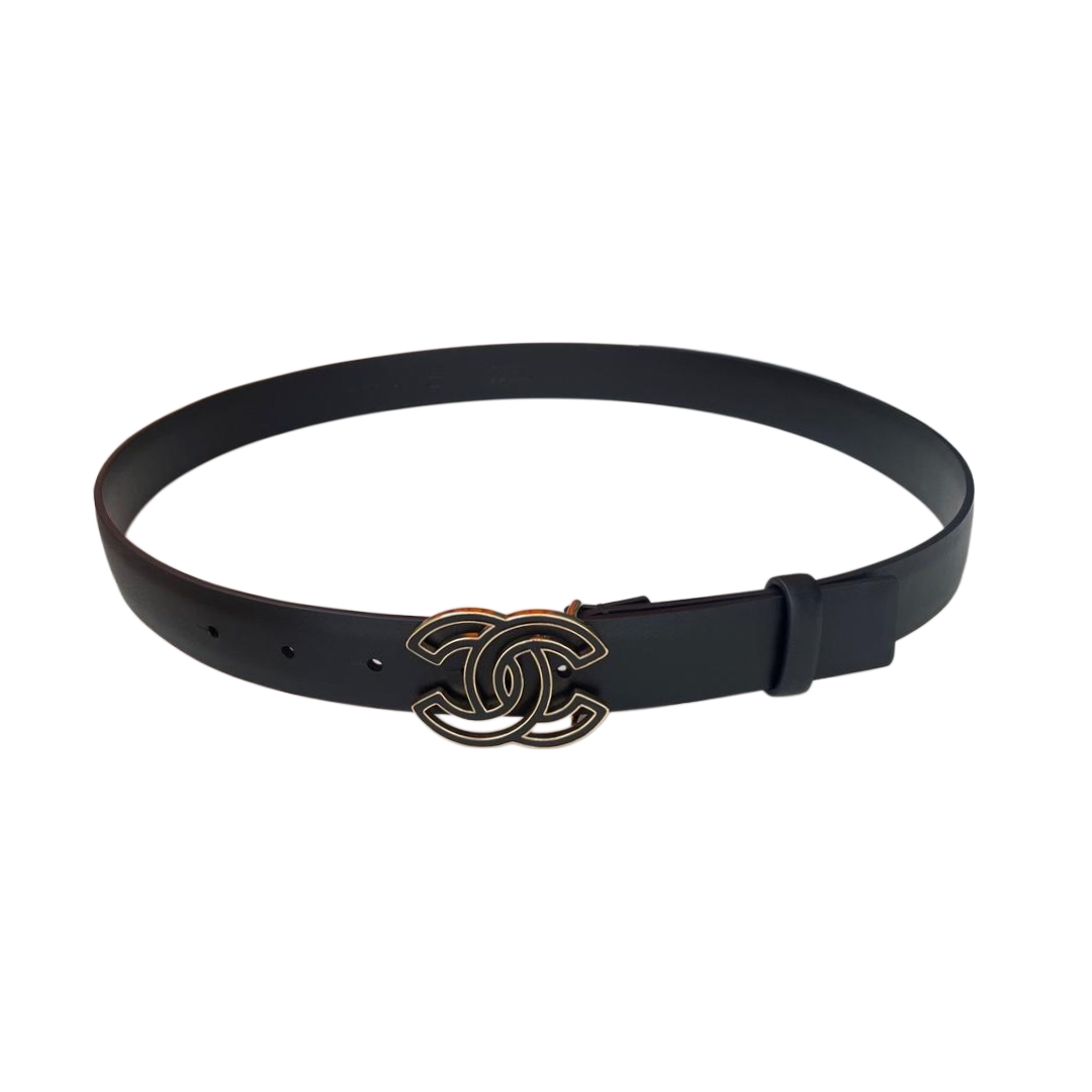 Chanel Women's CC Belt In White/Beige/Pink/Black Calfskin With Gold Hardware 30mm - 图片 6
