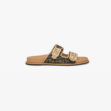 FENDI Brown FF fabric sandals